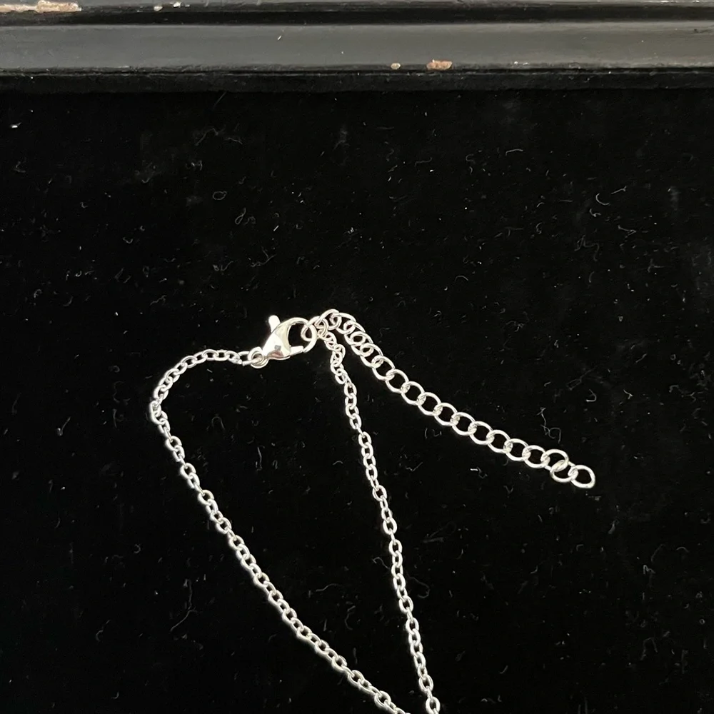 Silver Zircon Cross Pendant Necklace w/ Rotatable Crown 18” Chain Gifts For Her